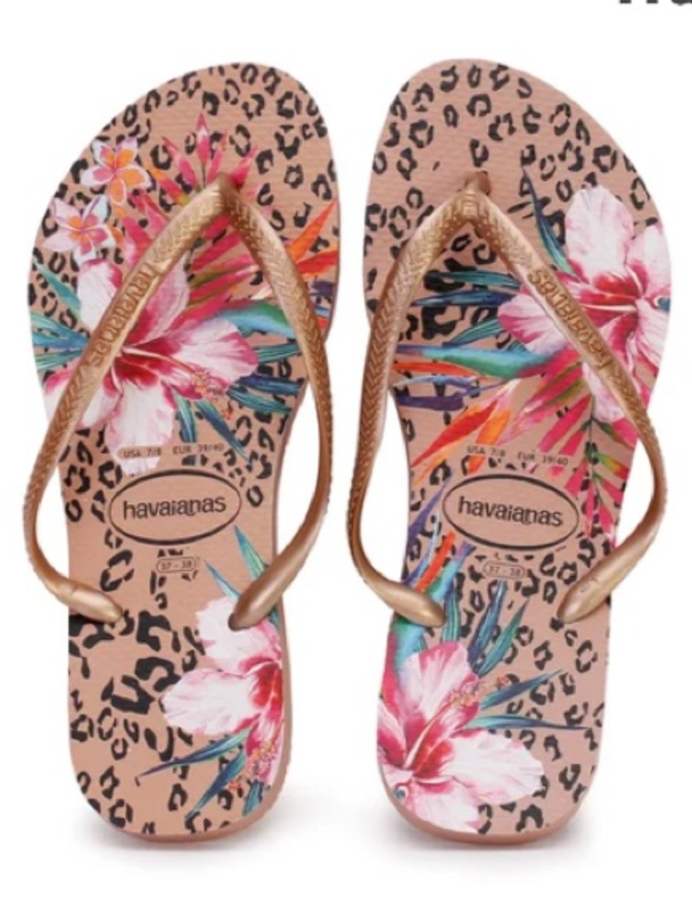 Havaianas sz 7/8 like new SLIM ANIMAL FLORAL SANDAL